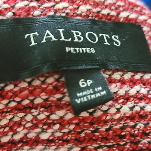 Talbots Blazer Cotton Blend Red White Petite 6P - Picture 5 of 6